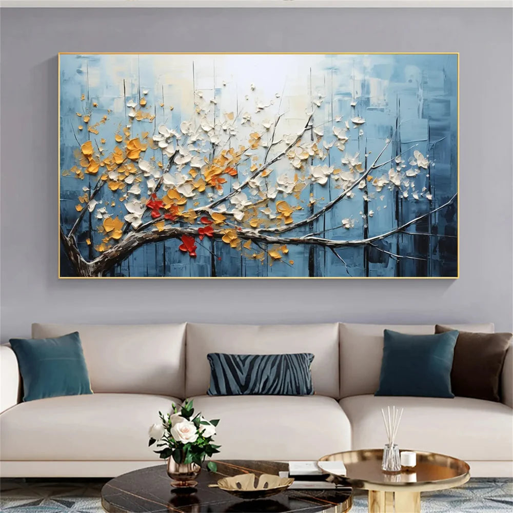 Flower & Tree Textured Abstract Wall Art #SF012