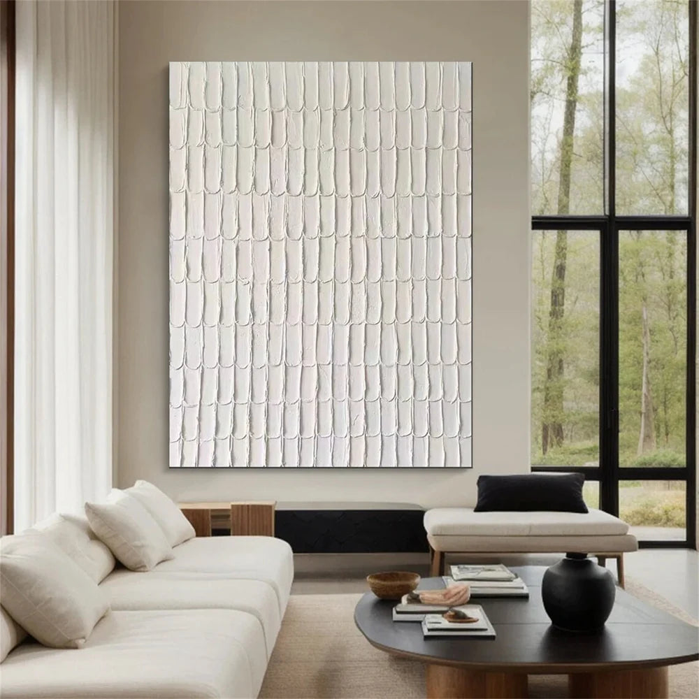 White Minimalist Textured Wall Art #MT007
