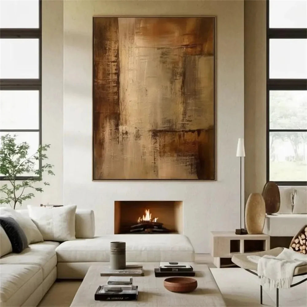Beige and Brown Abstract Wall Art #AT105