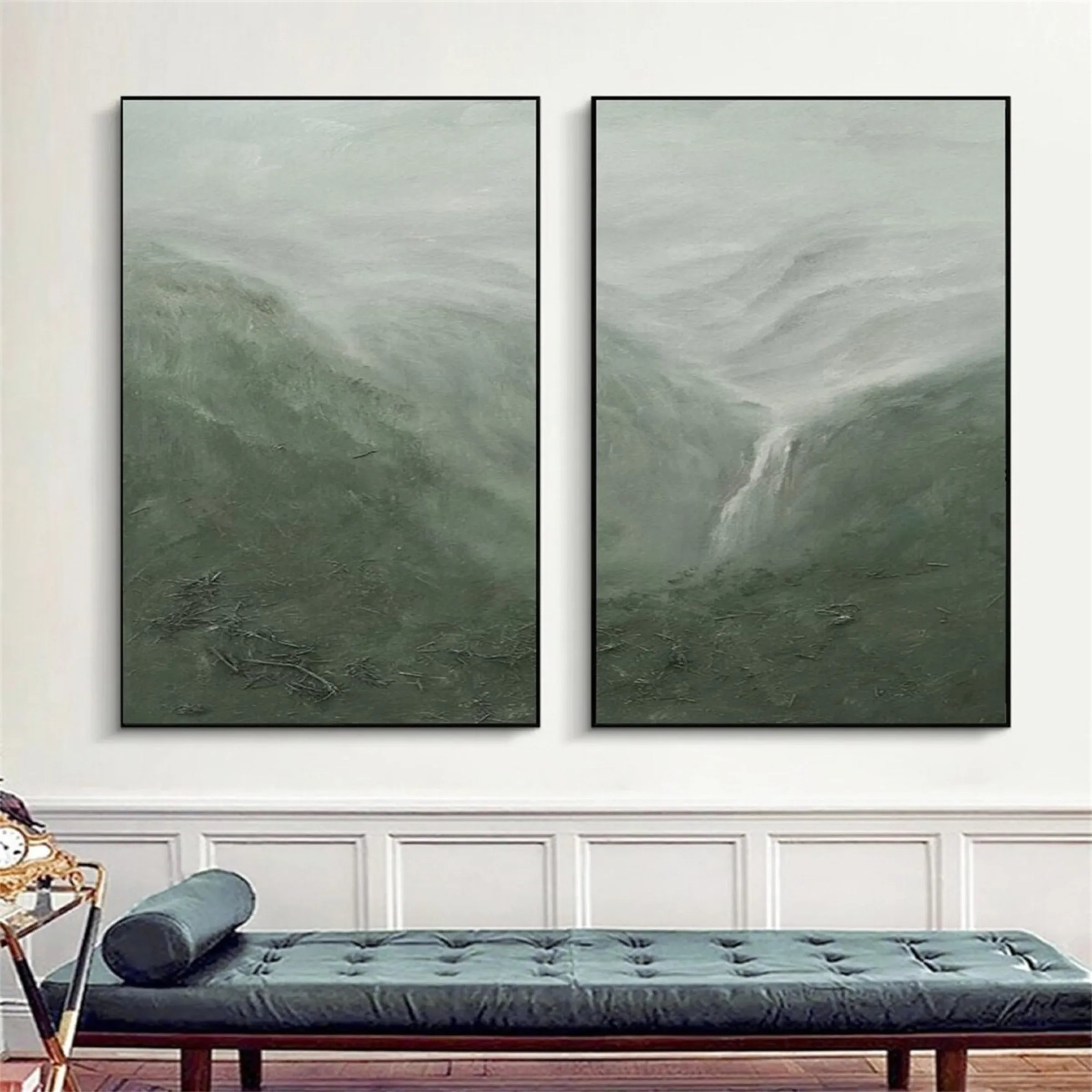 Green Abstract Textured Wall Art Set of 2 #AT003