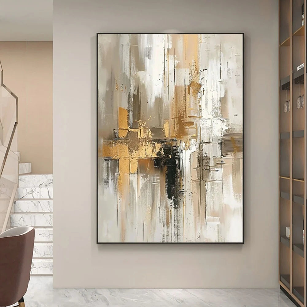 Beige and Brown Abstract Wall Art #AT001