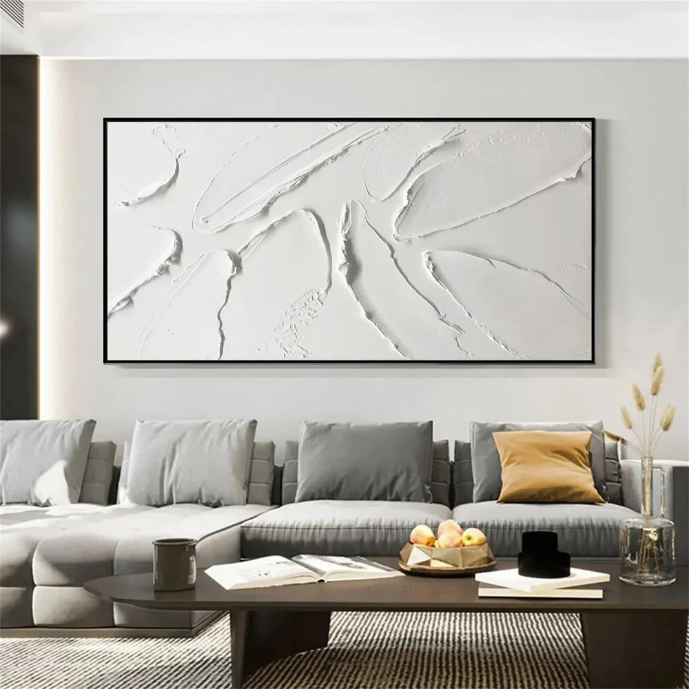White Minimalist Textured Wall Art #MT127