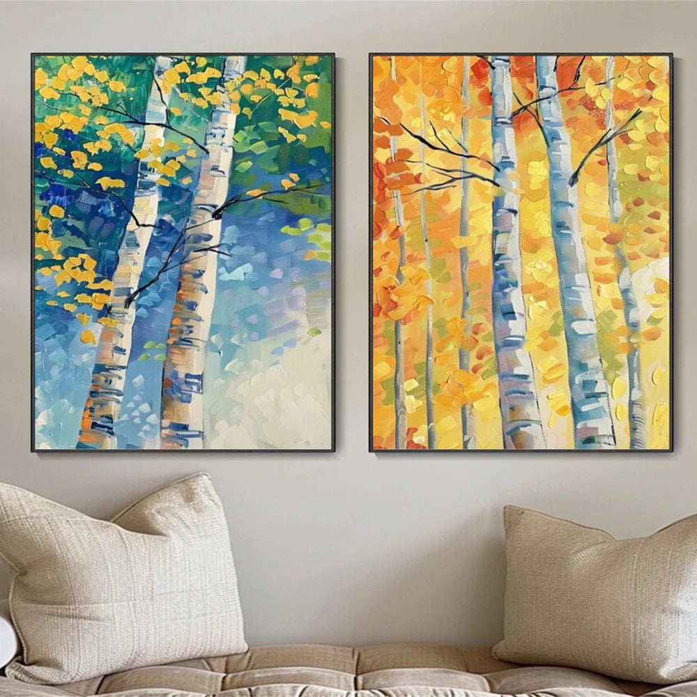 Flower & Tree Abstract Wall Art Set of 2 #SF041