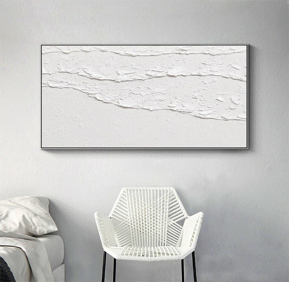 White Minimalist Textured Wall Art #MT025
