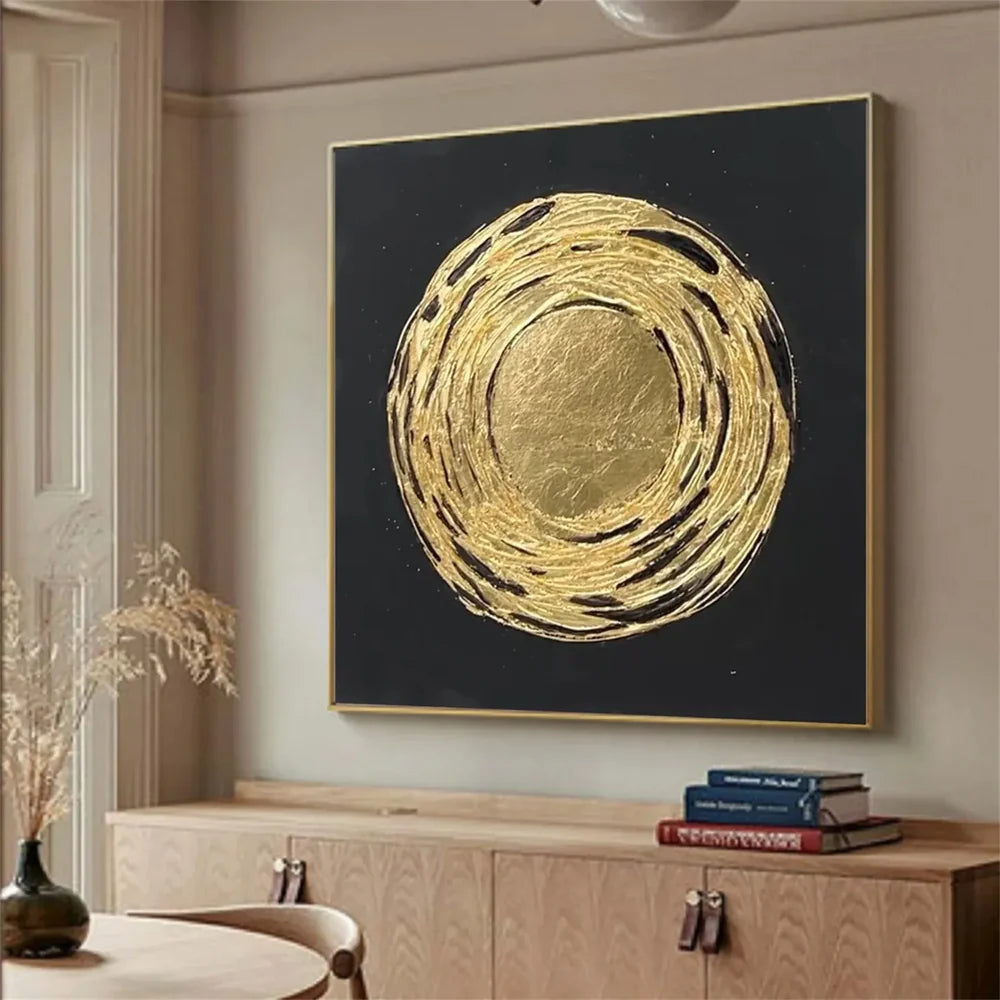 Black and Gold Minimalist Textured Wall Art #MT089