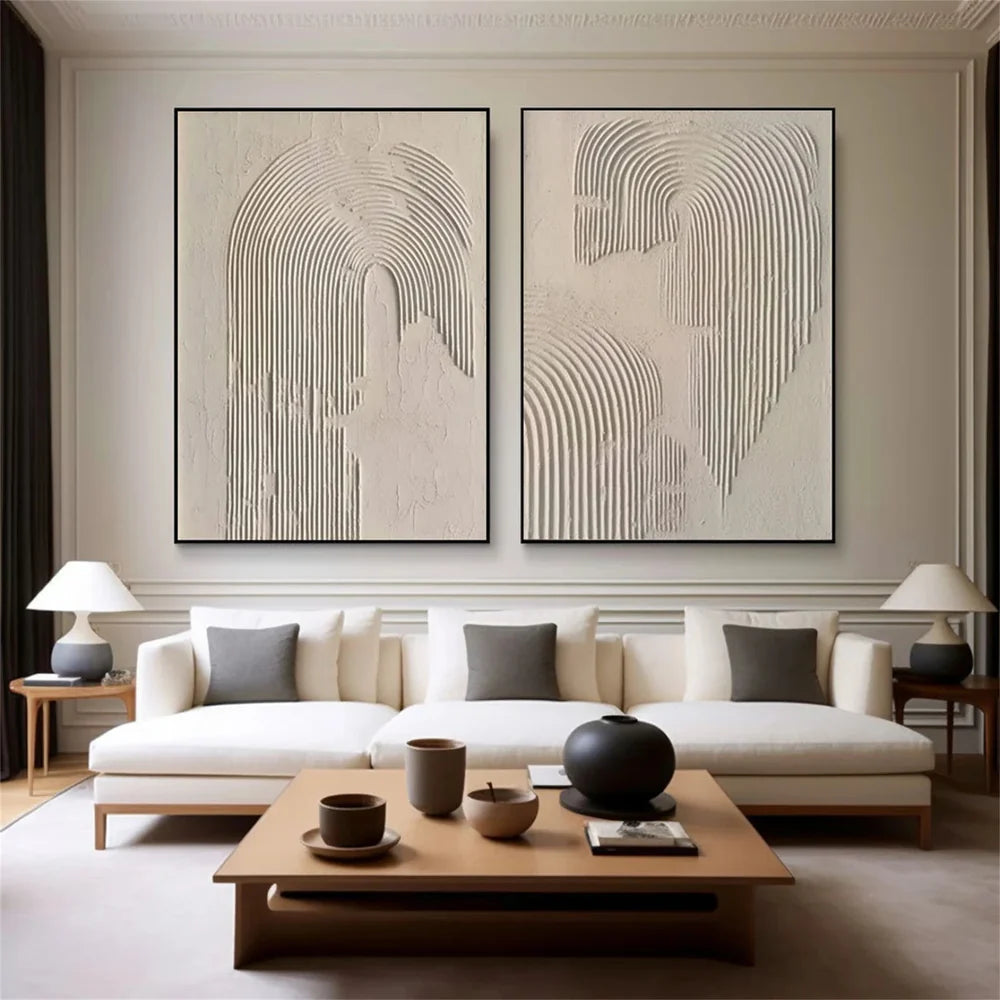 Beige and Brown Abstract Textured Wall Art Set Of 2 #AT038