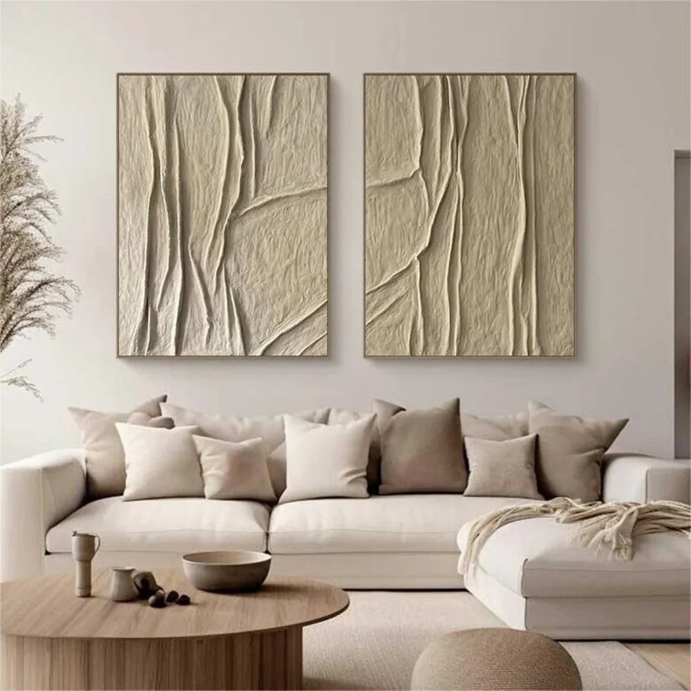 Beige and Brown Abstract Textured Wall Art Set Of 2 #AT041