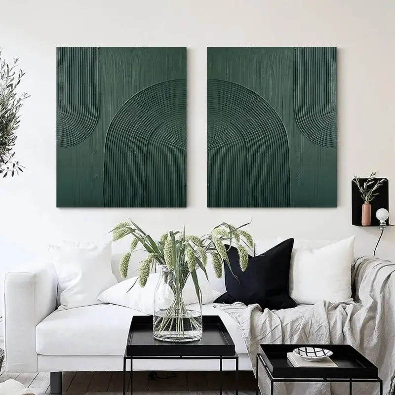 Green Minimalist Textured Wall Art Set of 2 #MT049