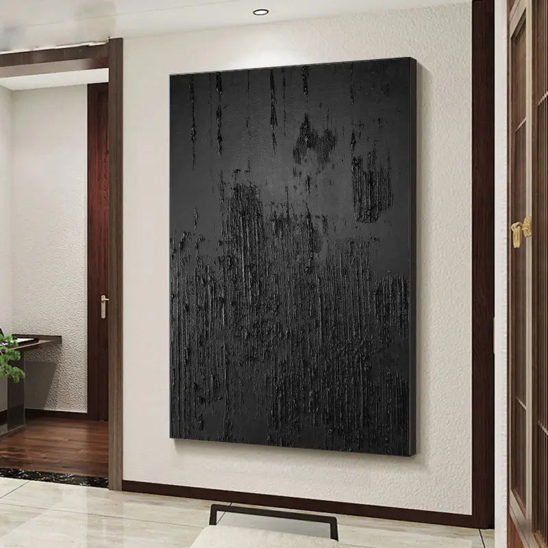 Black Minimalist Textured Wall Art #MT052