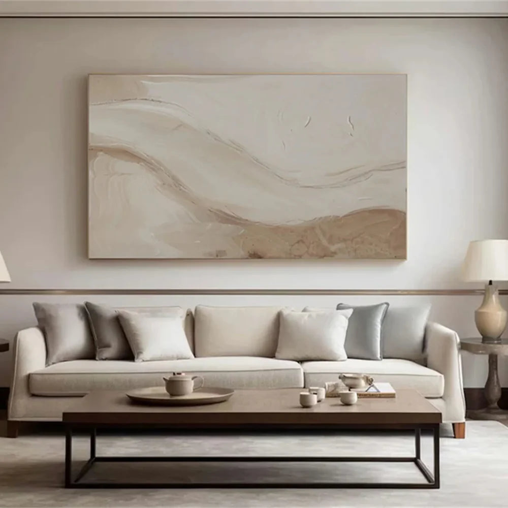Beige and Brown Abstract Wall Art #AT004
