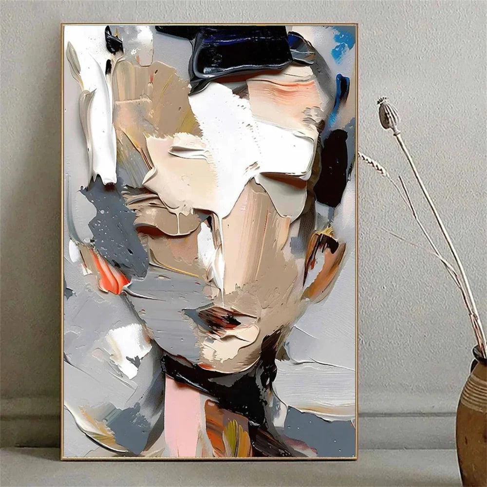 Abstract Portrait Textured Wall Art #PB017
