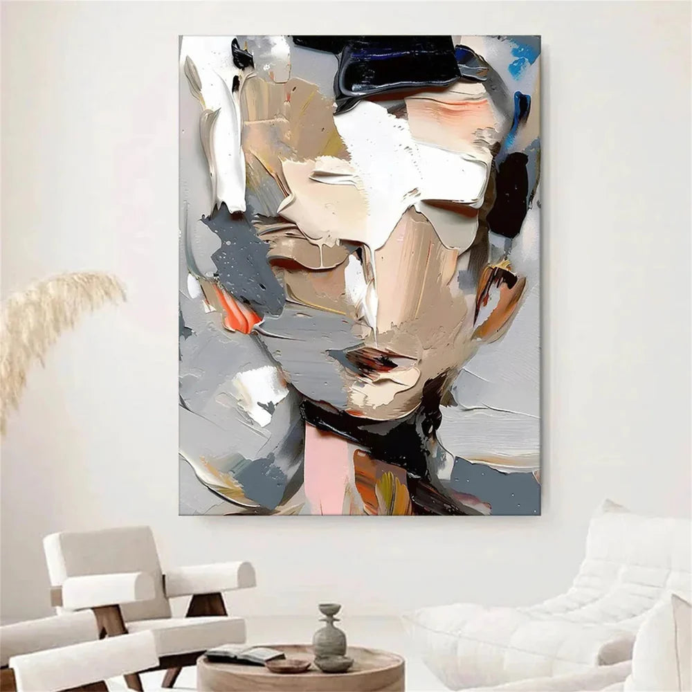 Abstract Portrait Textured Wall Art #PB017