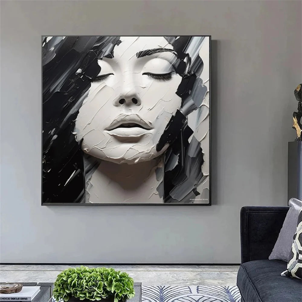Abstract Portrait Textured Wall Art #PB010