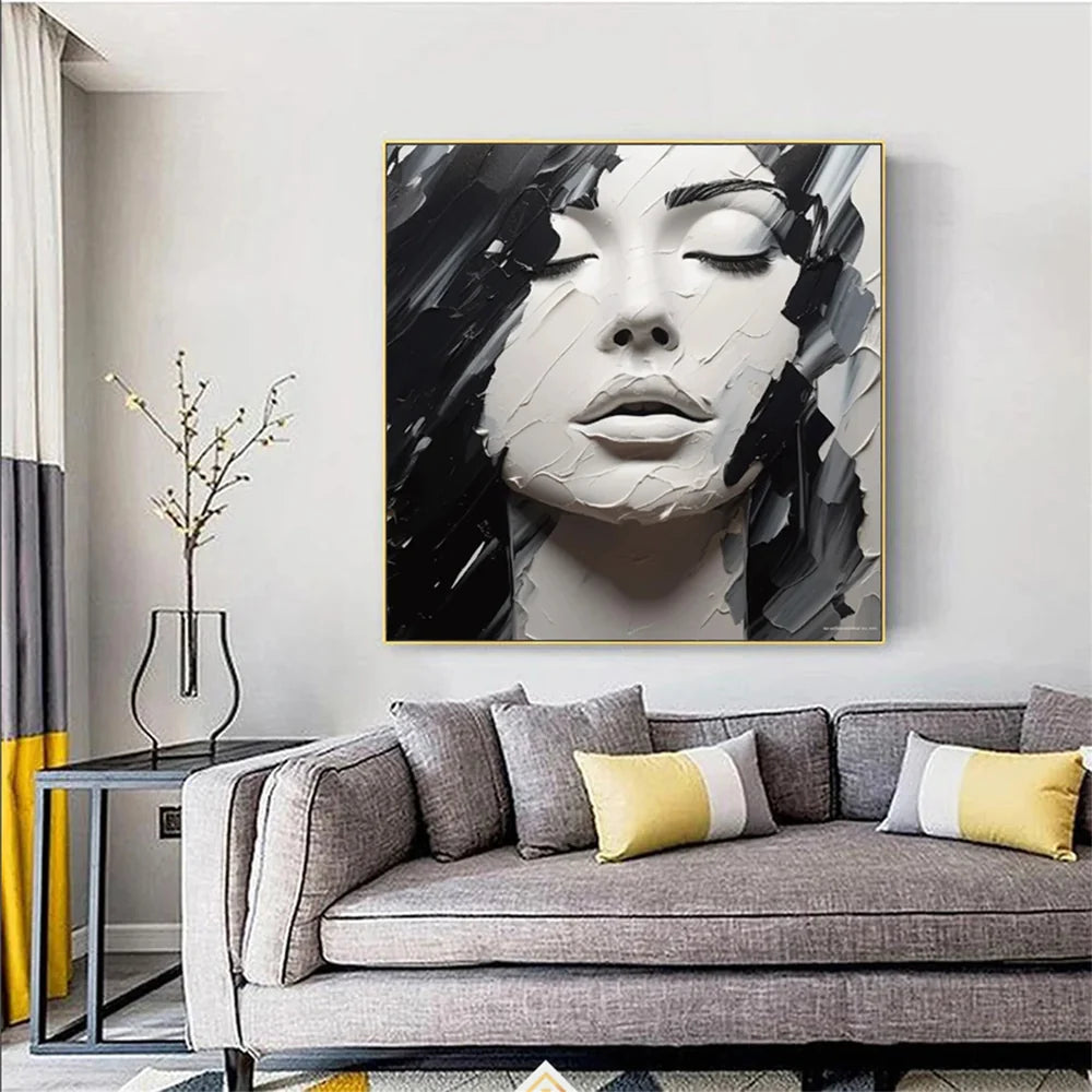 Abstract Portrait Textured Wall Art #PB010