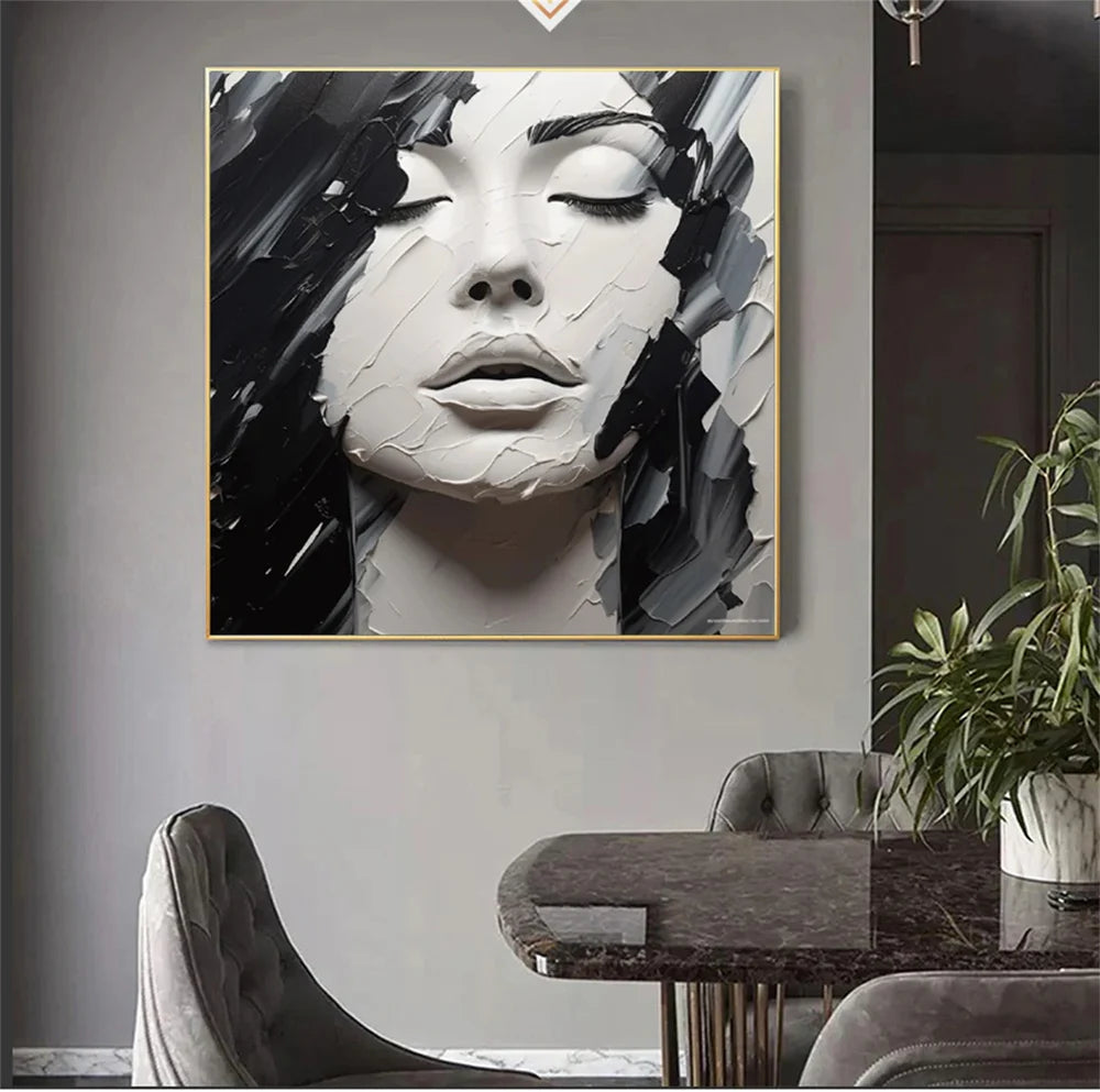 Abstract Portrait Textured Wall Art #PB010