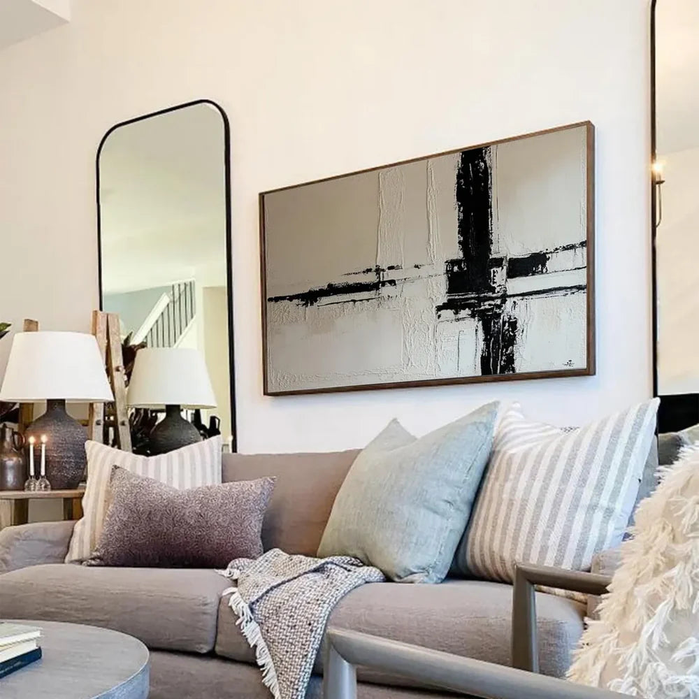 Black and White Minimalist Textured Wall Art #MT019