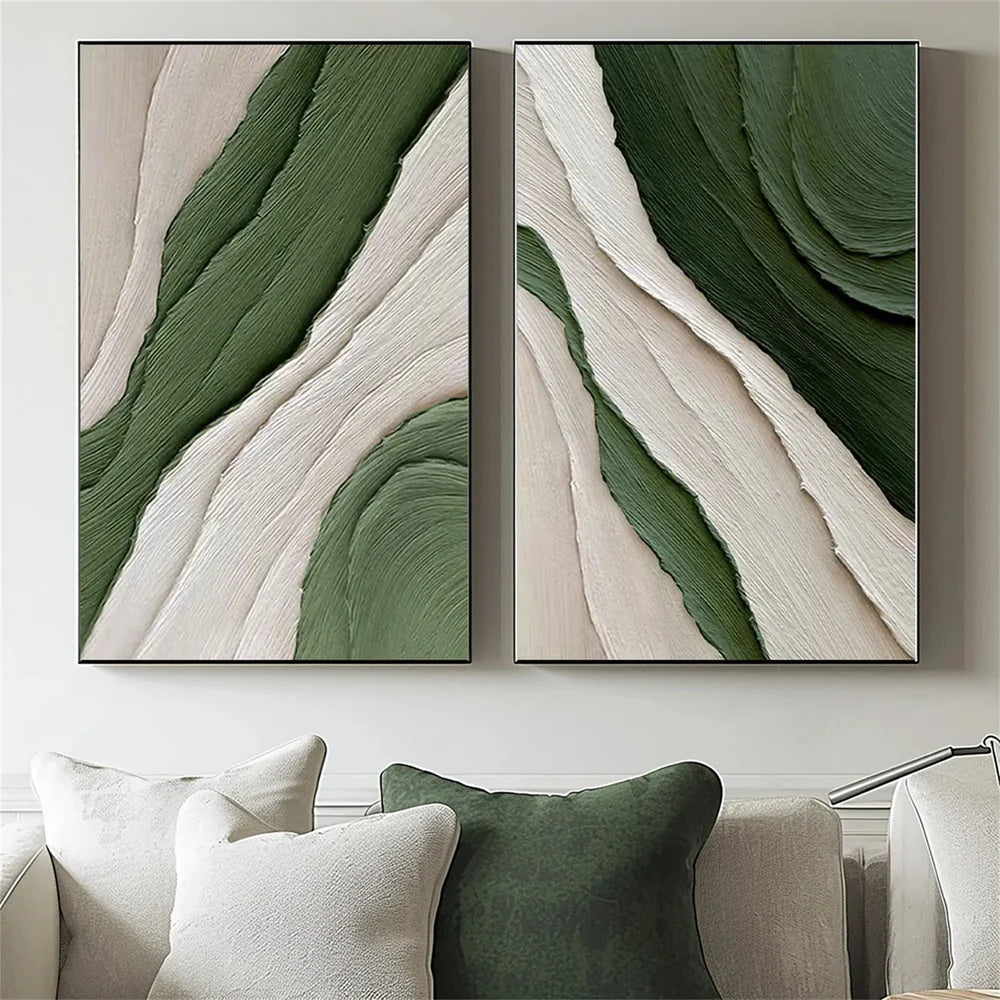 Green Minimalist Textured Wall Art Set of 2 #MT038