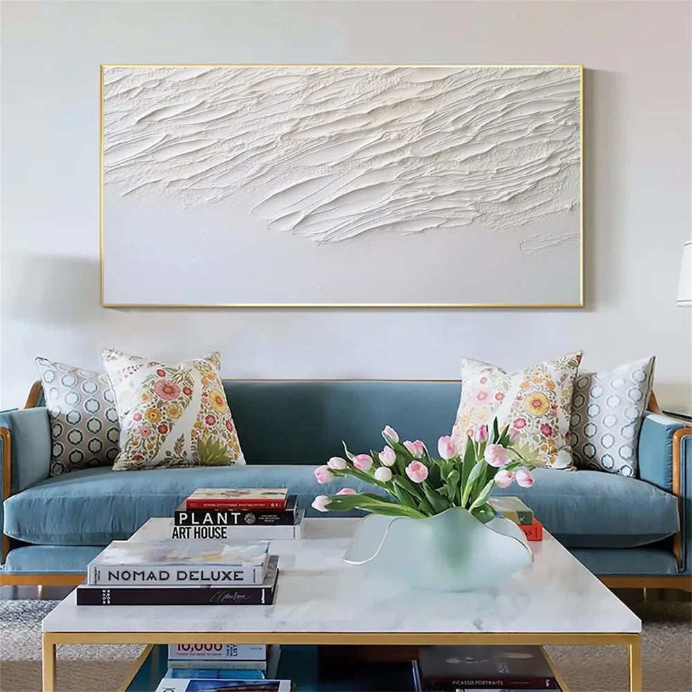 White Minimalist Textured Wall Art #MT118