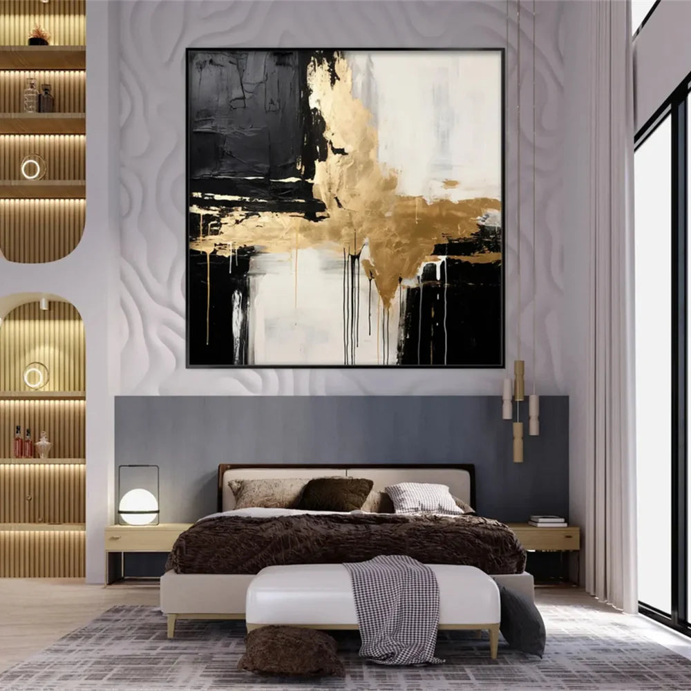 Black and White Minimalist Textured Wall Art #MT098