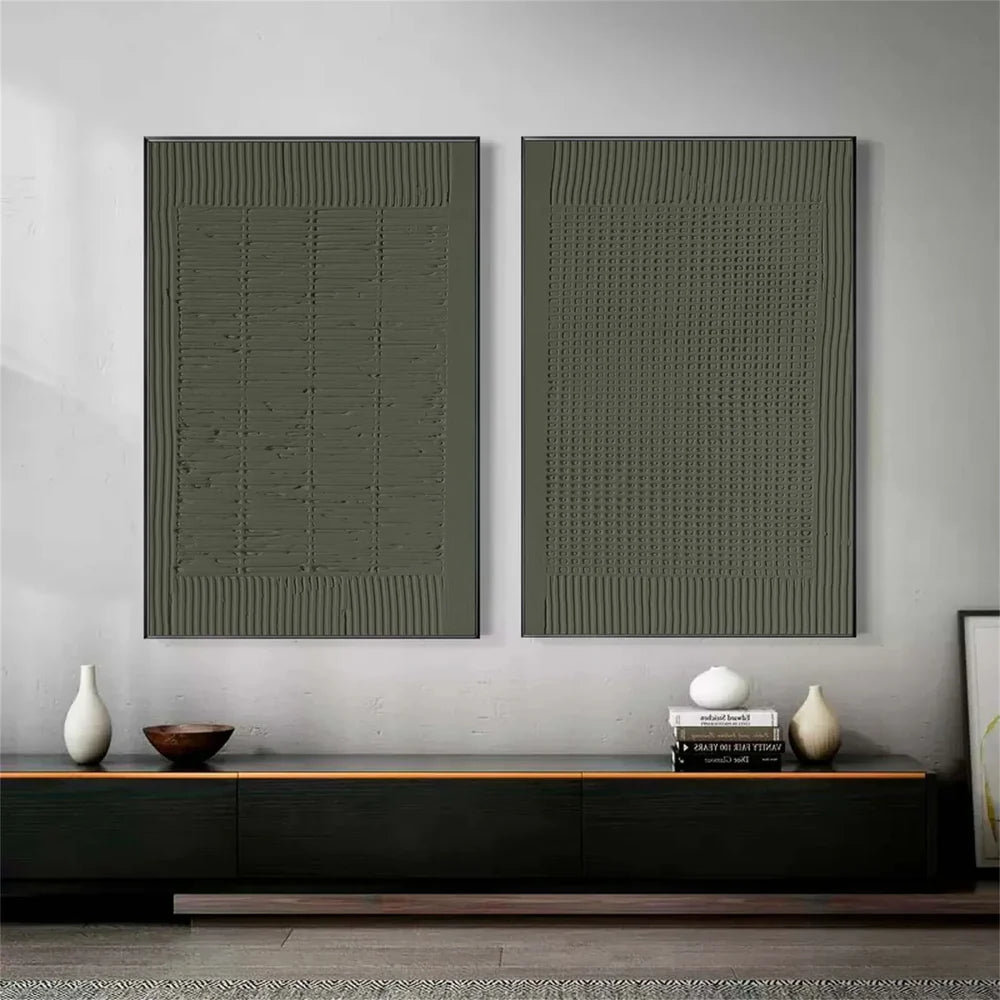 Green Minimalist Textured Wall Art Set of 2 #MT023