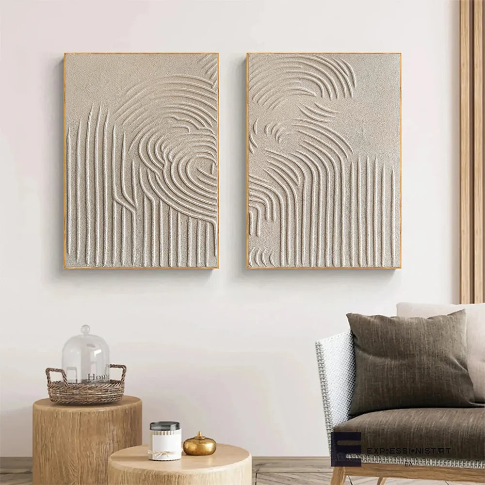 Beige and Brown Abstract Textured Wall Art Set Of 2 #AT037