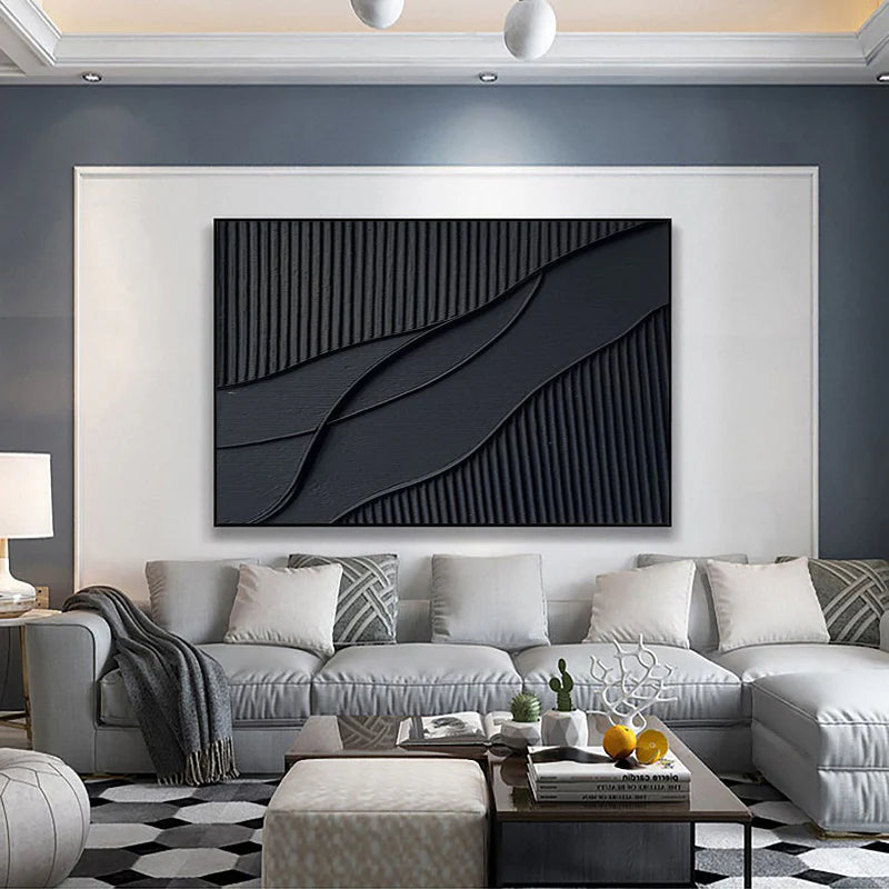 Black Minimalist Textured Wall Art #MT031