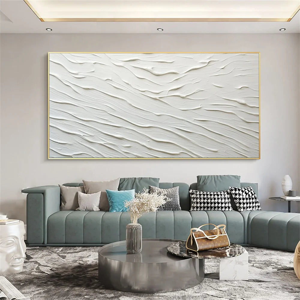 White Minimalist Textured Wall Art #MT094