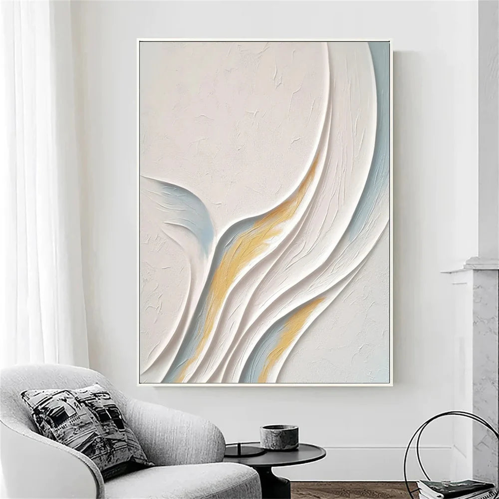 White Minimalist Textured Wall Art #MT004