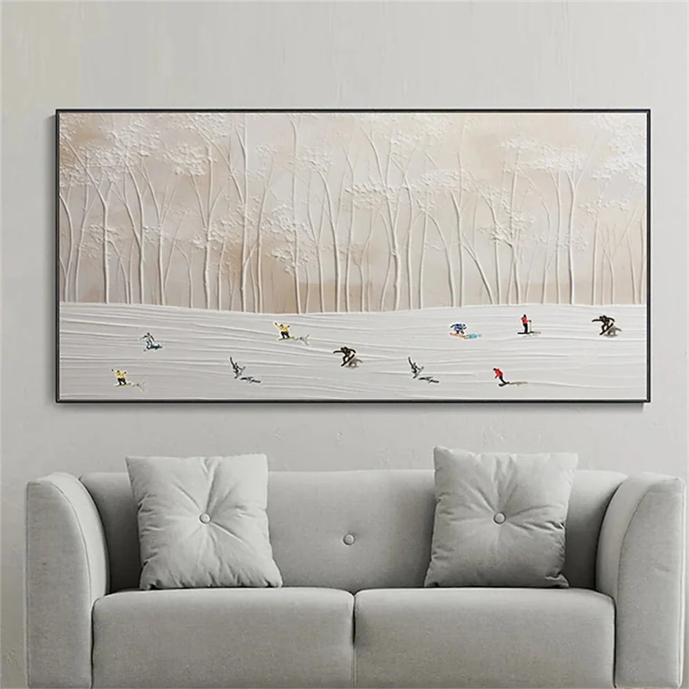 Skiing Sport Art Textured Canvas #PT038