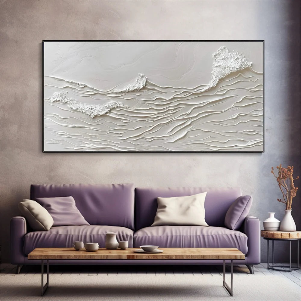 White Minimalist Textured Wall Art #MT119
