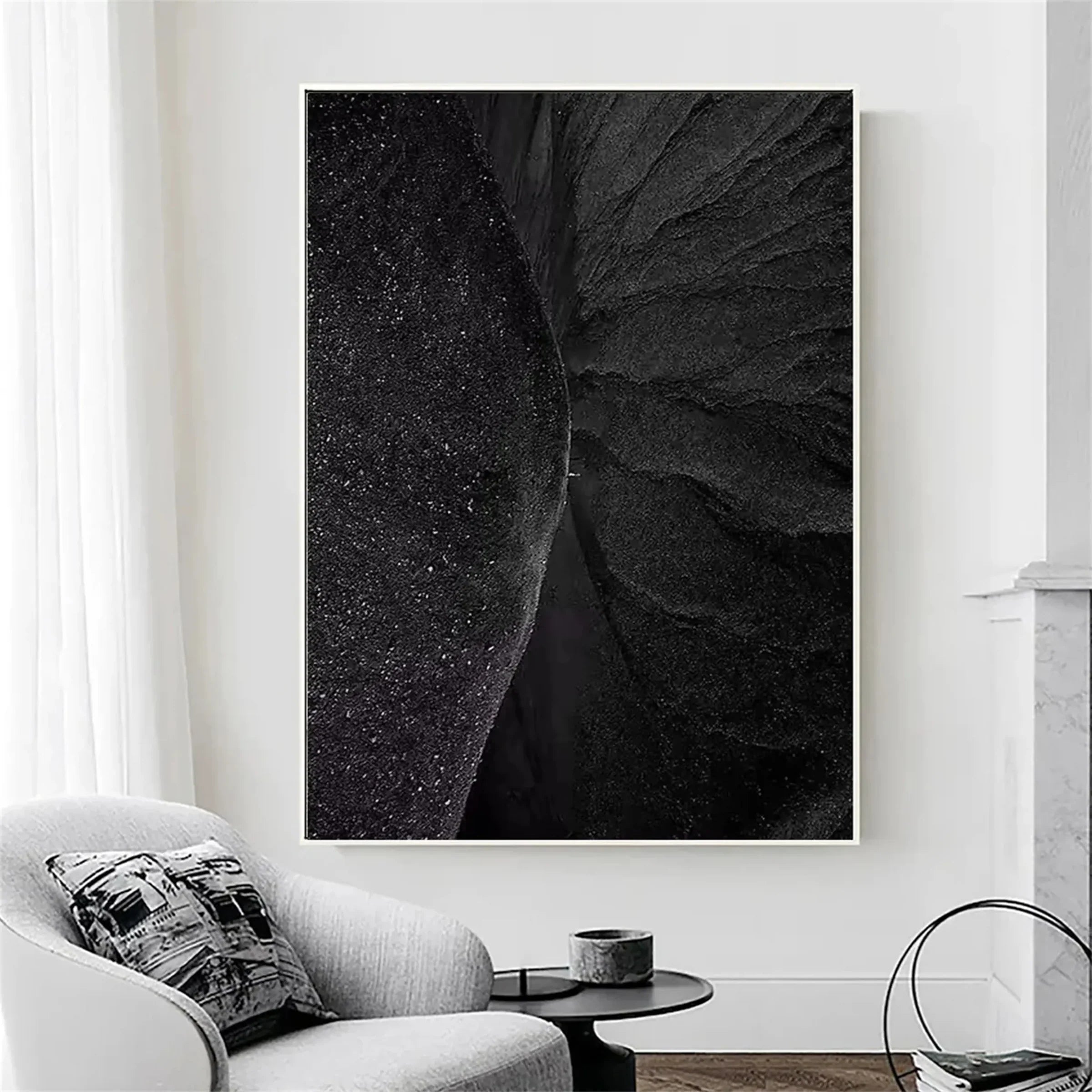Black Minimalist Textured Wall Art #MT010