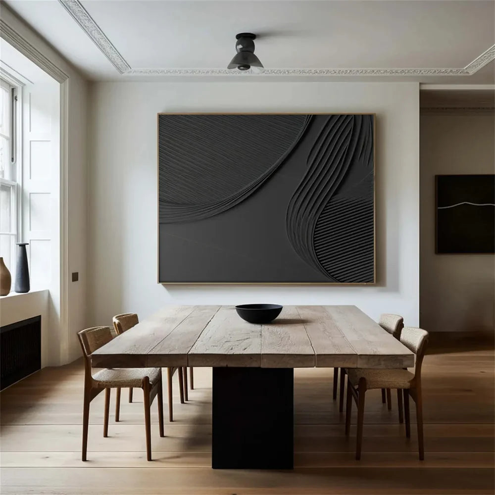 Black Minimalist Textured Wall Art #MT087