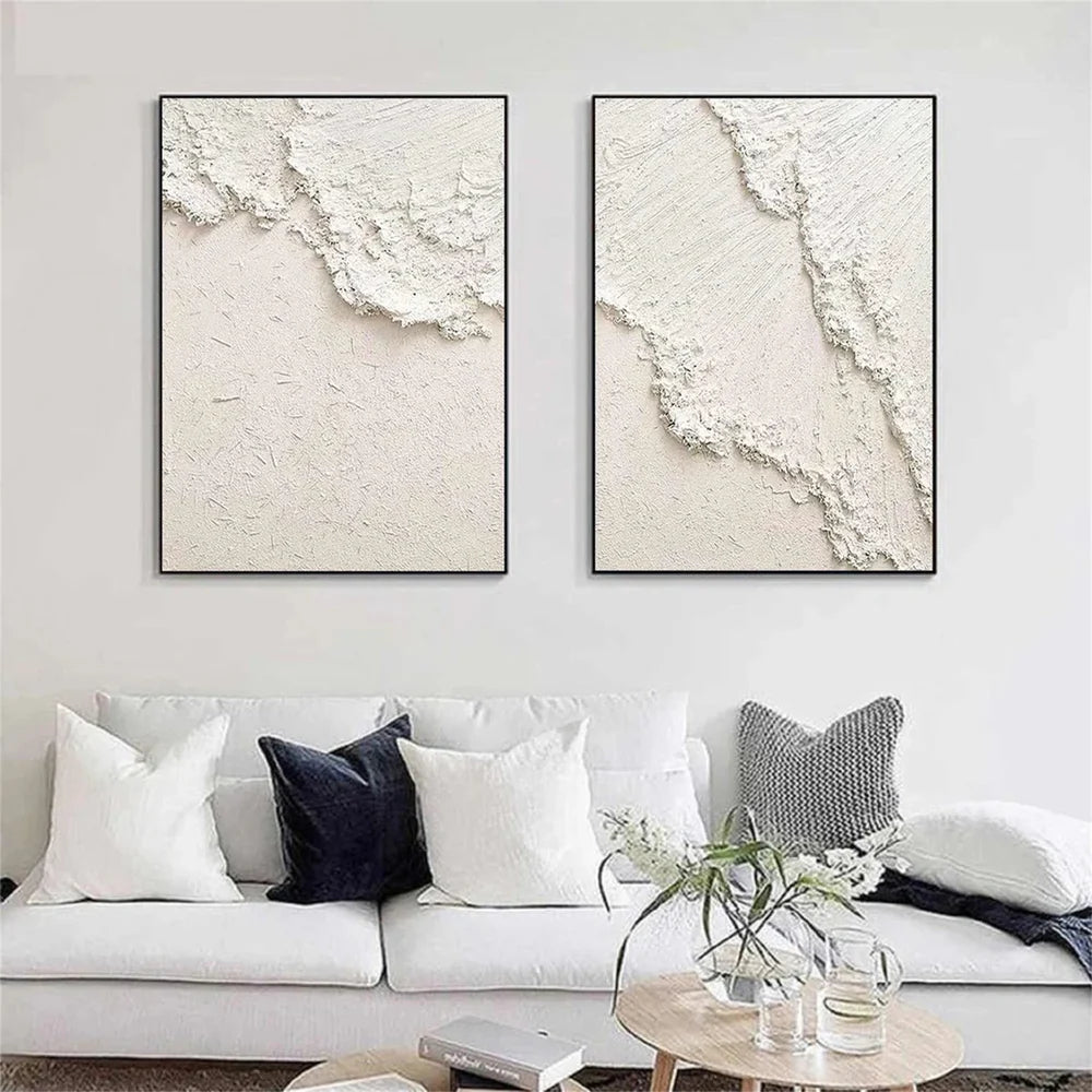 White Minimalist Textured Wall Art Set of 2 #MT121