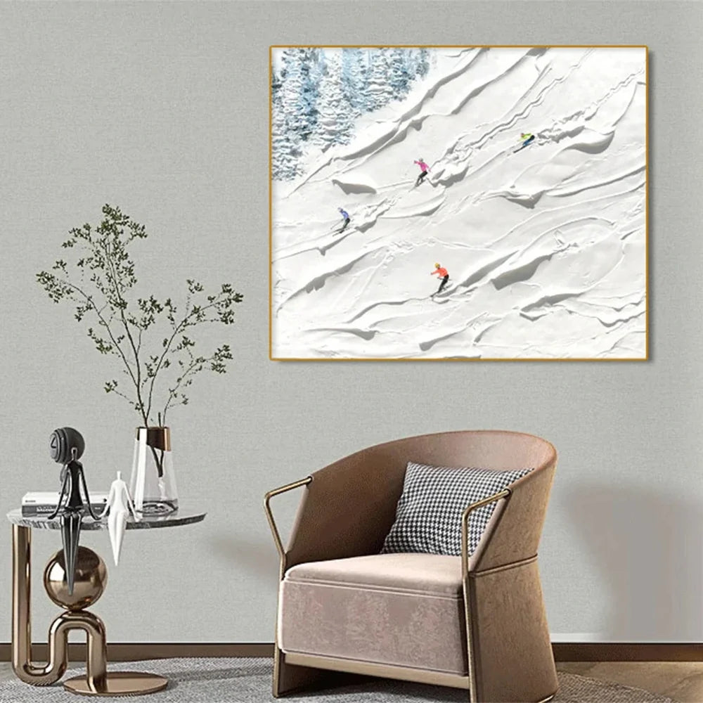 Skiing Sport Art Textured Canvas #PT001
