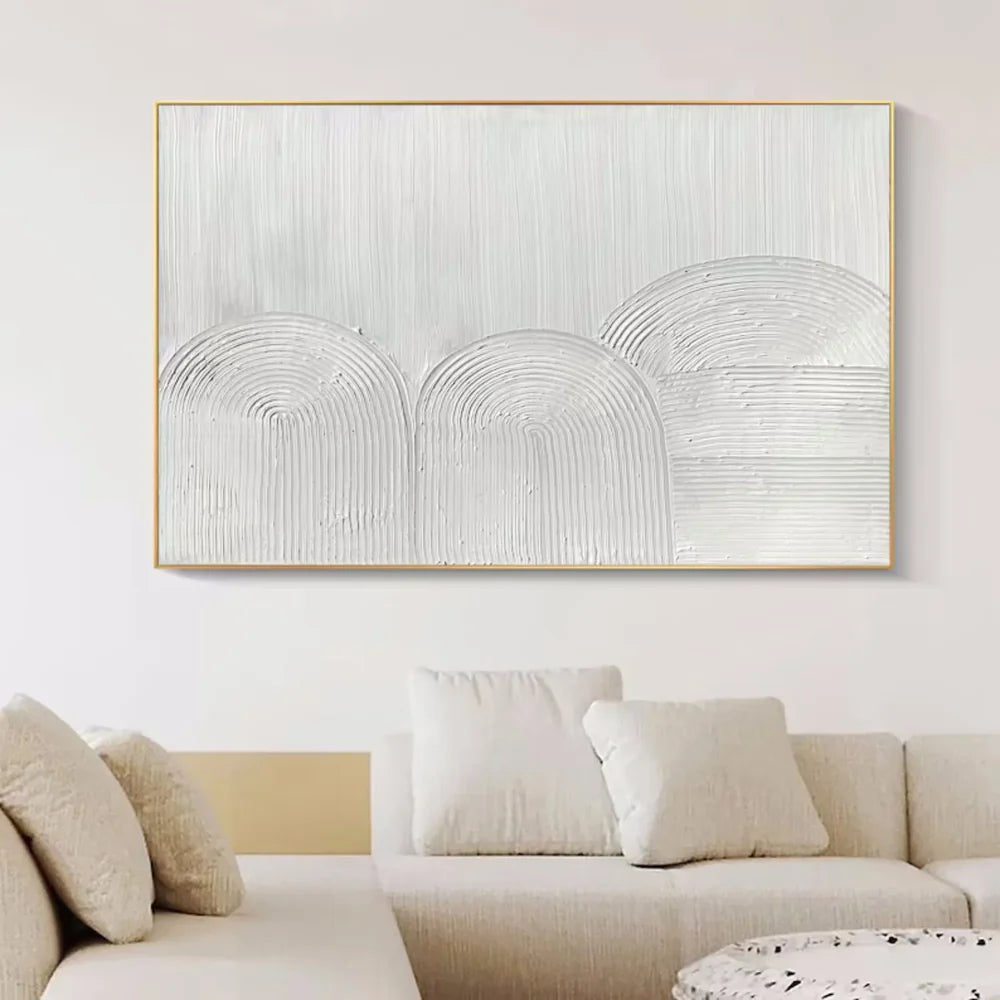 White Minimalist Textured Wall Art #MT126