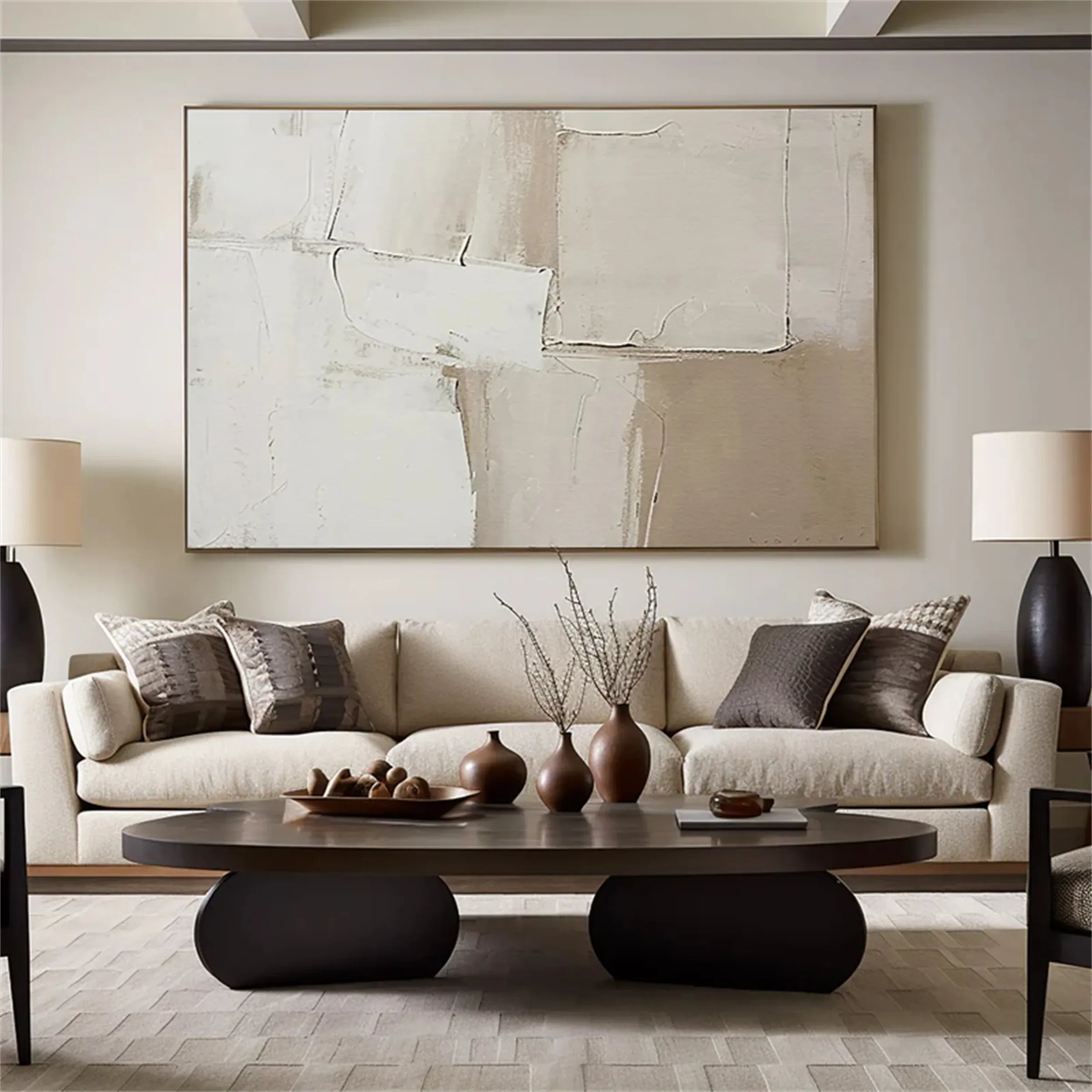 Beige and Brown Abstract Wall Art #AT010