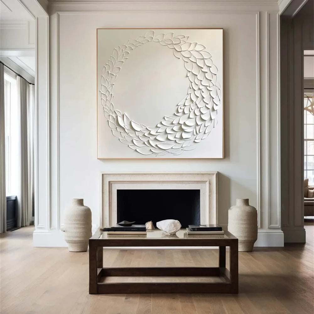 White Minimalist Textured Wall Art #MT125