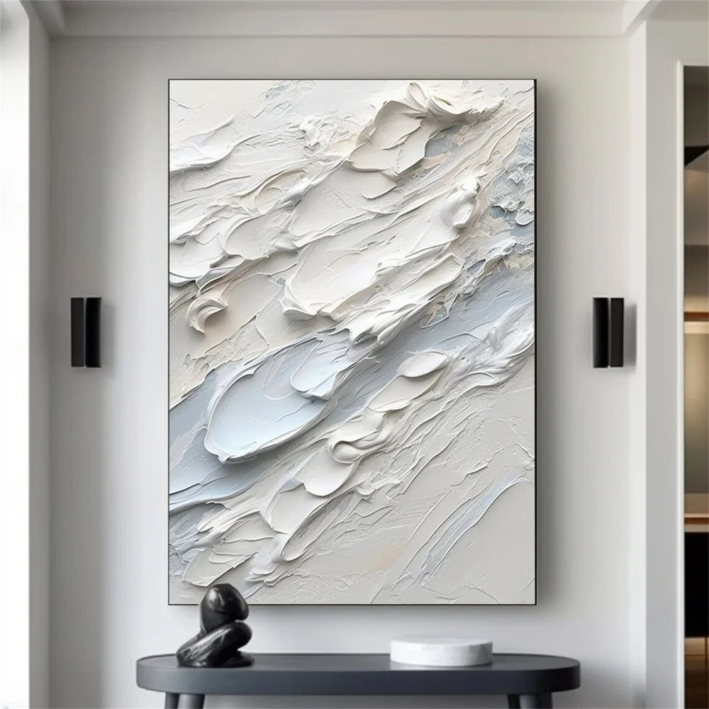 White Minimalist Textured Wall Art #MT058