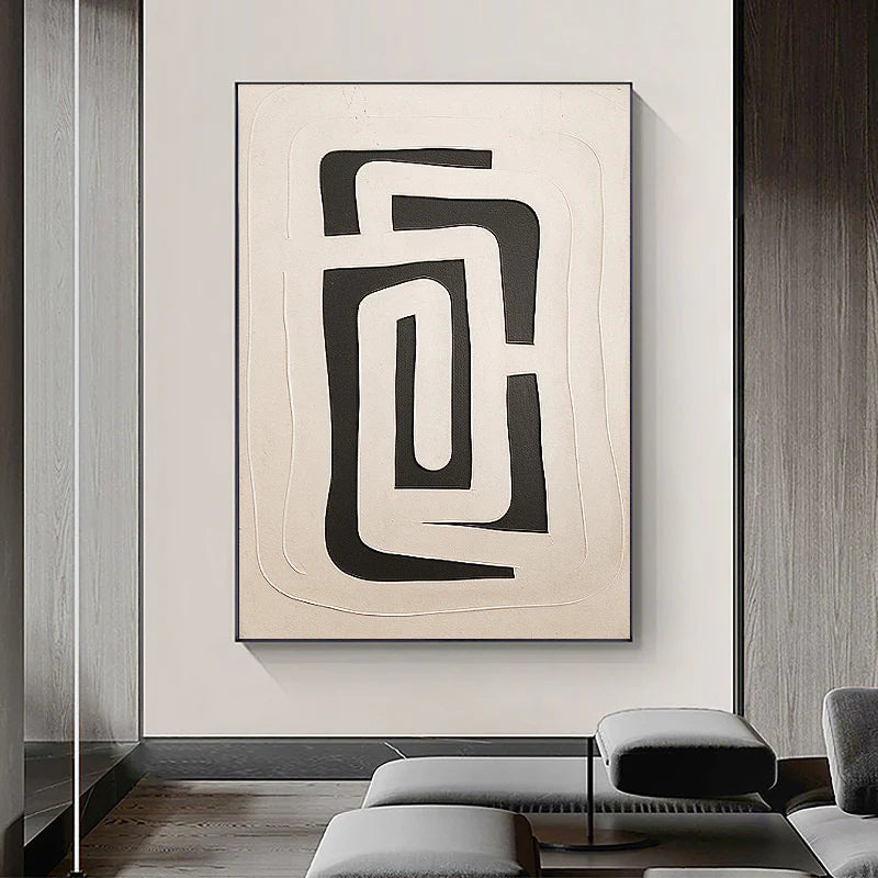 Black and White Minimalist Textured Wall Art #MT018