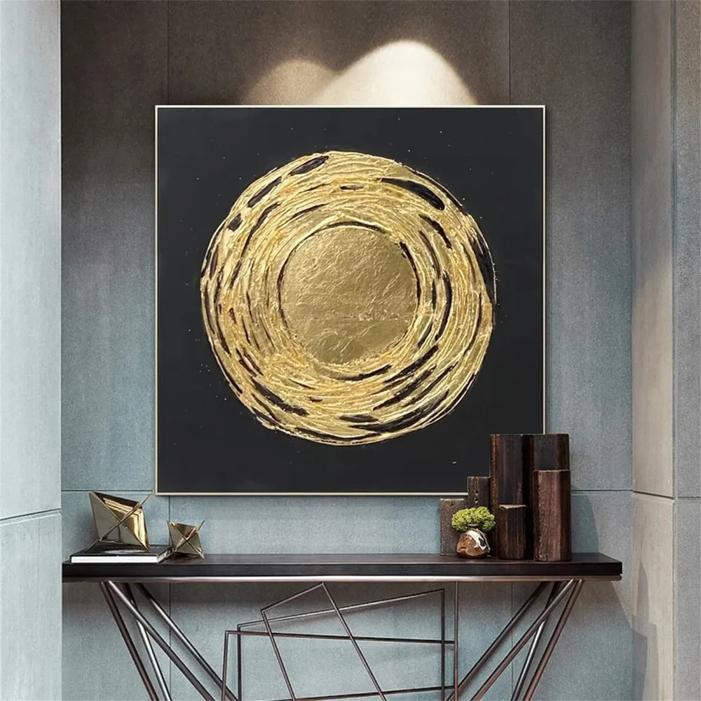 Black and Gold Minimalist Textured Wall Art #MT089