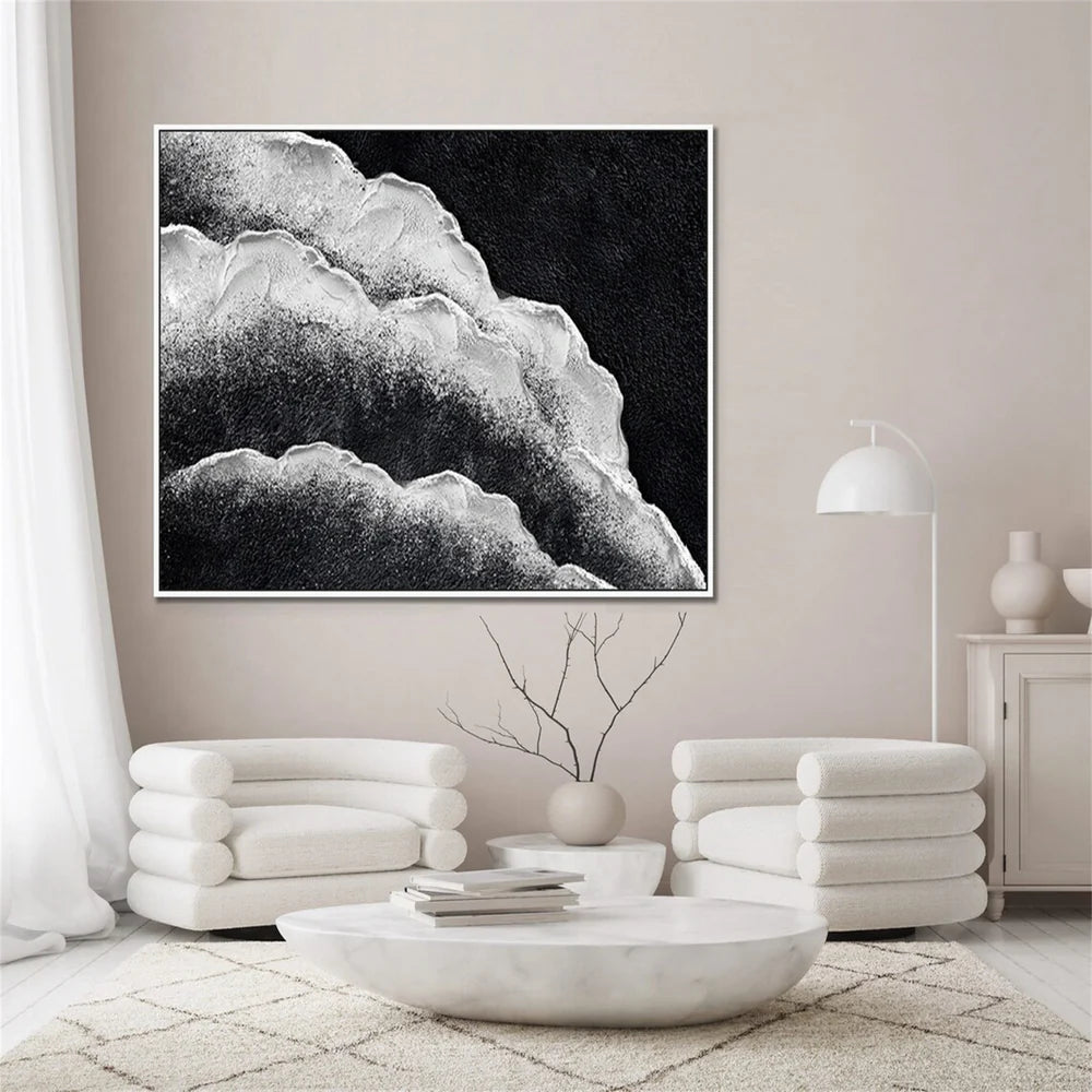 Black and White Minimalist Textured Wall Art #MT071