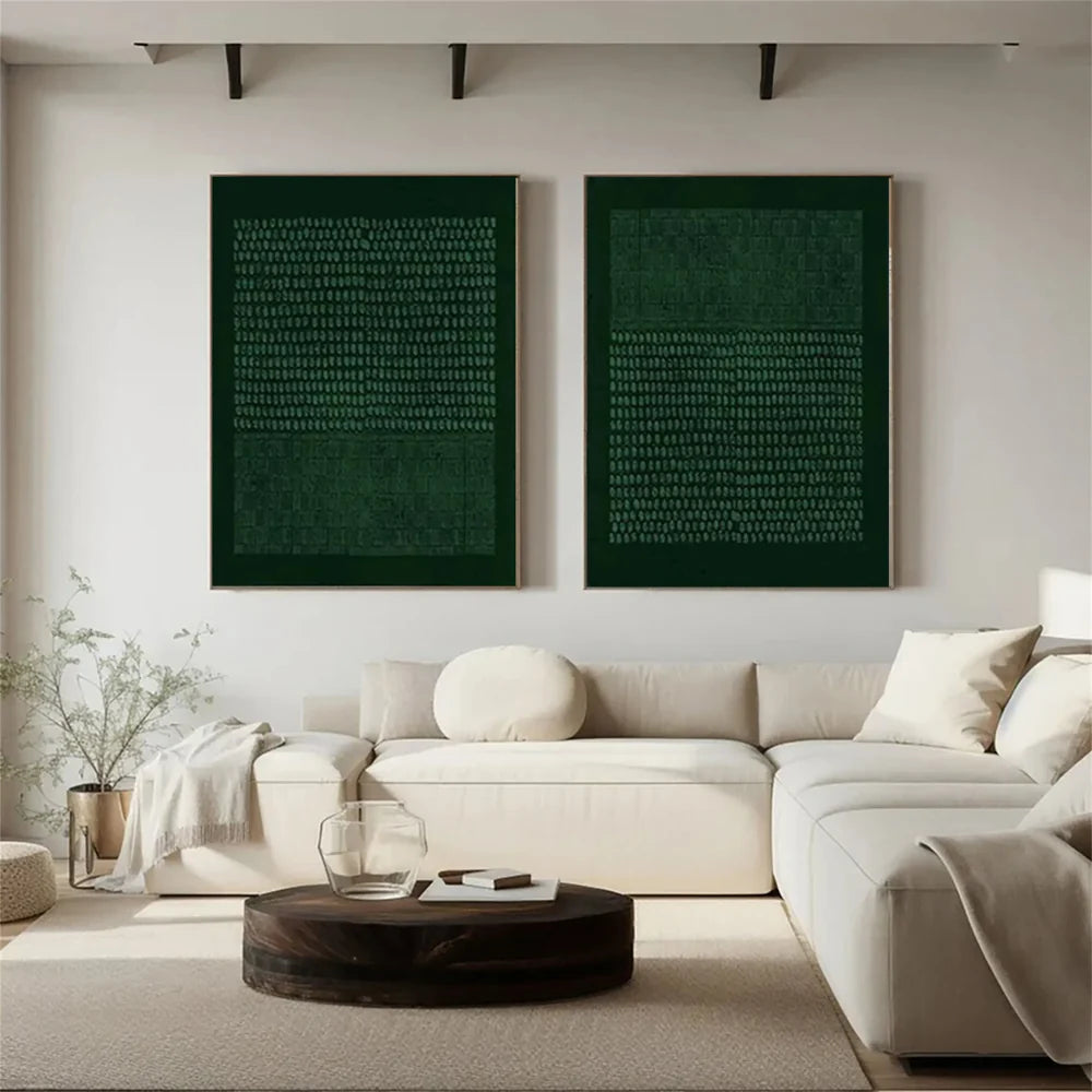 Green Minimalist Textured Wall Art Set of 2 #MT022