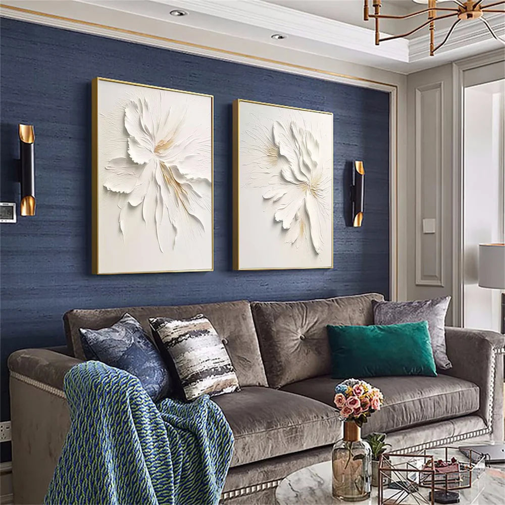 Flower & Tree Textured Abstract Wall Art Set of 2 #SF013