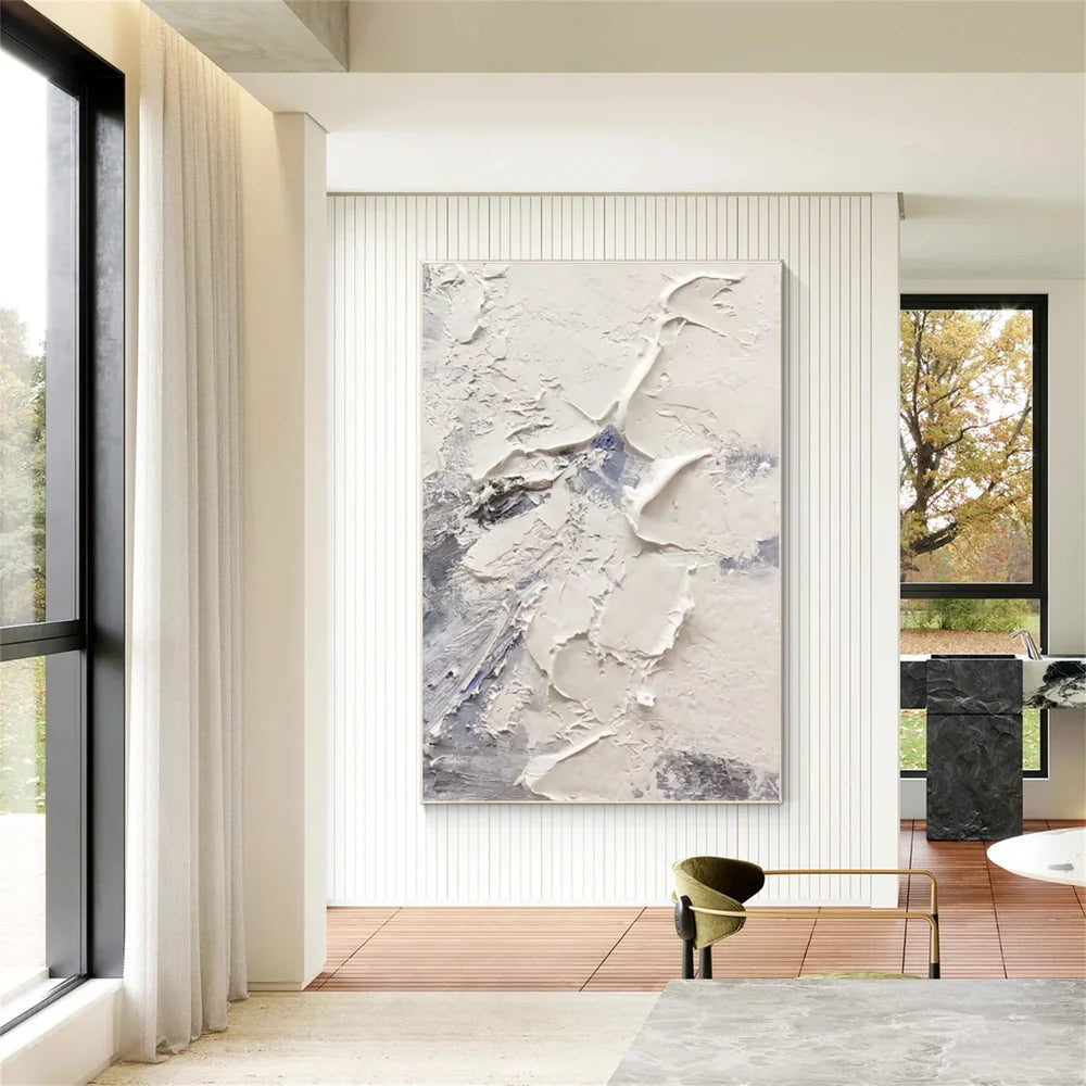 White Minimalist Textured Wall Art #MT009