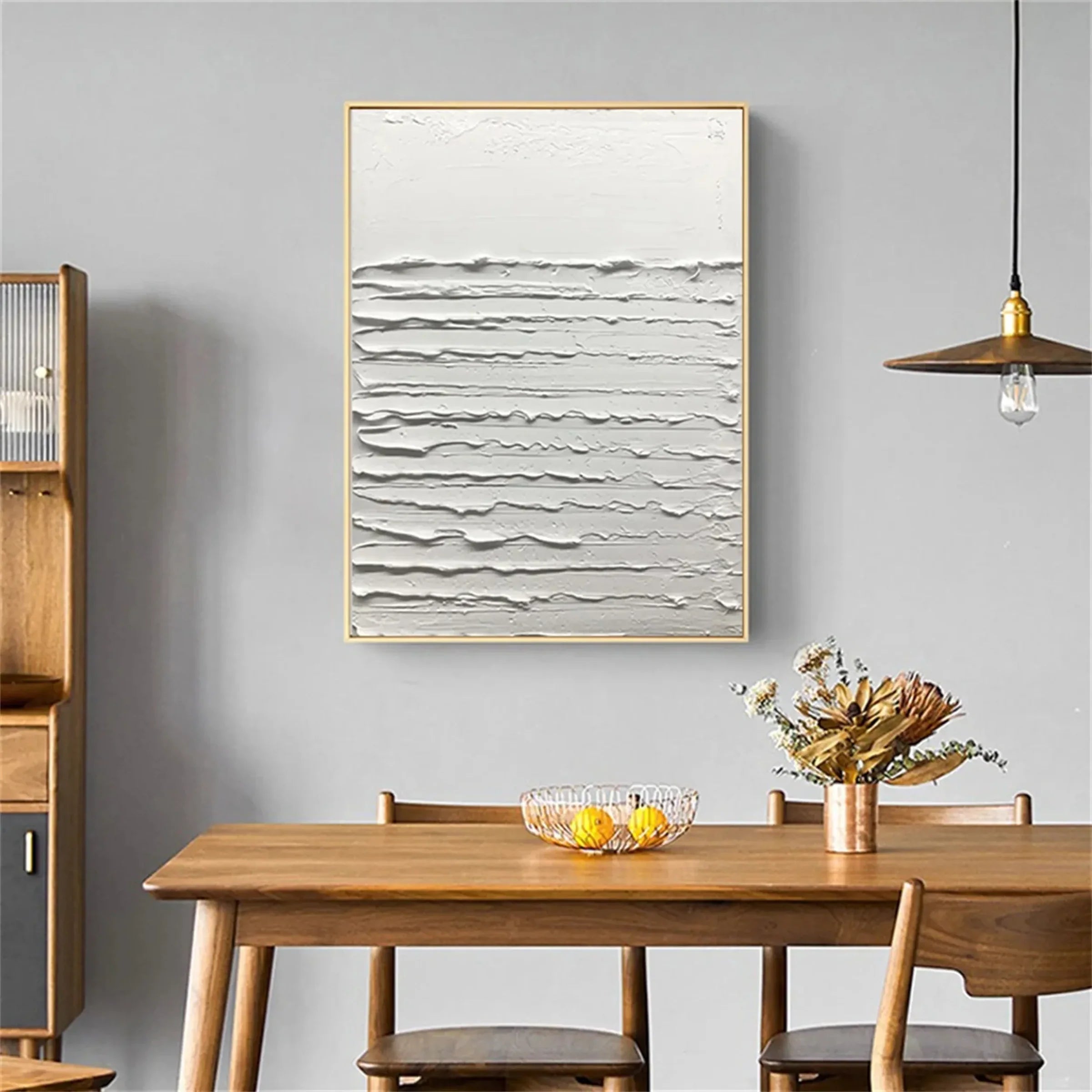 White Minimalist Textured Wall Art #MT096