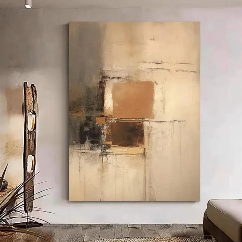 Beige and Brown Abstract Wall Art #AT104