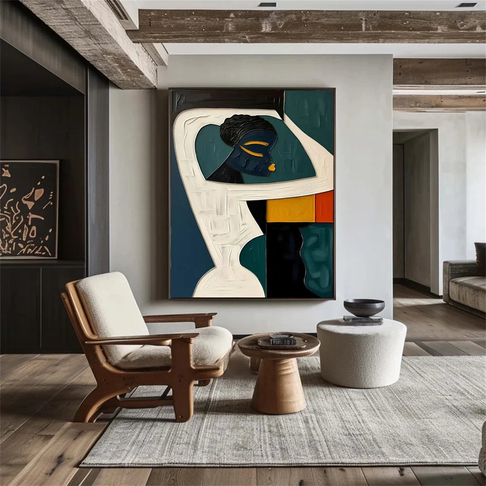 Abstract Portrait Textured Wall Art #PB001