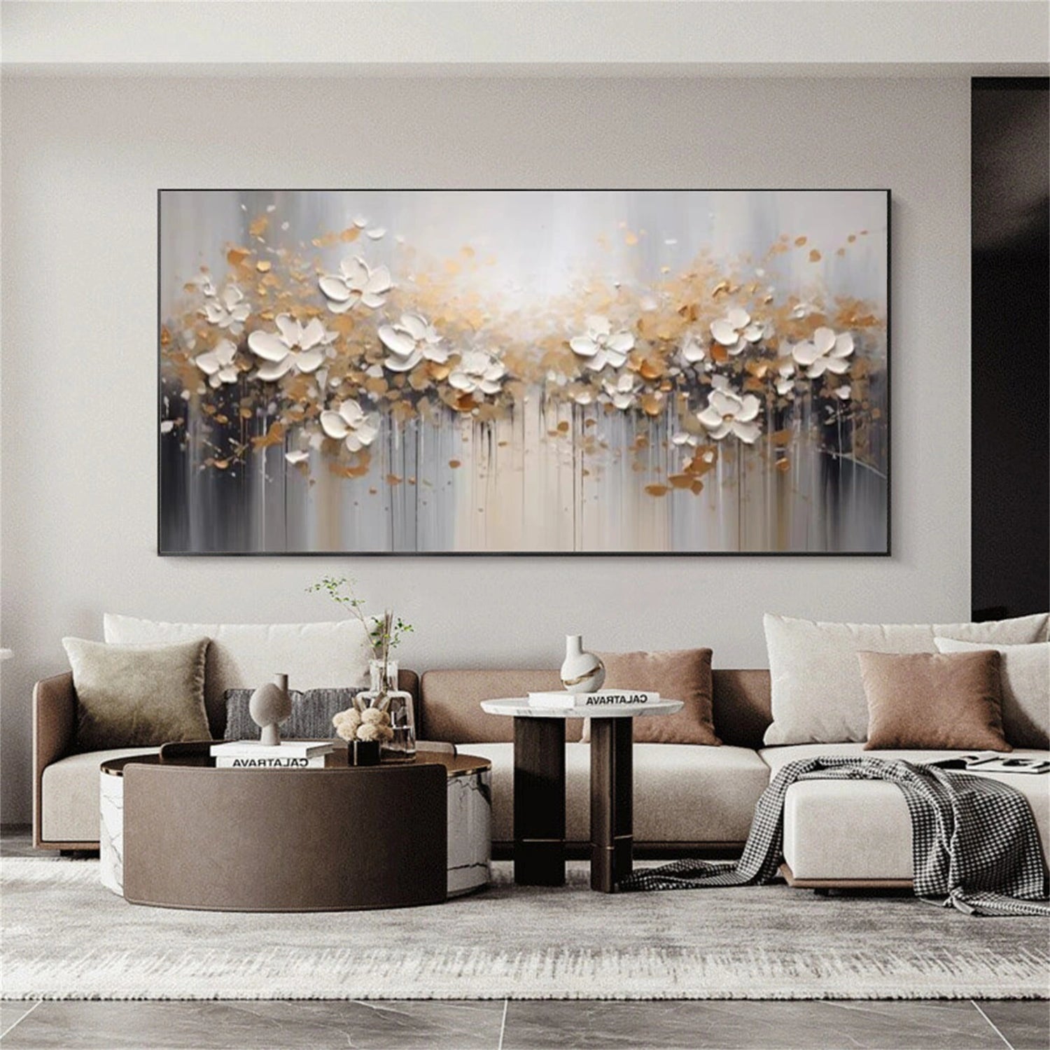 Flower & Tree Textured Abstract Wall Art #SF063