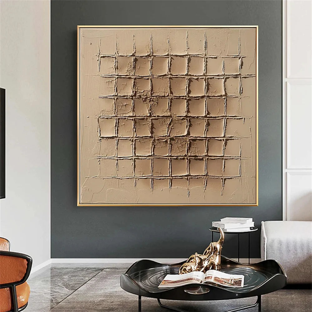 Beige and Brown Abstract Texture Wall Art #AT013