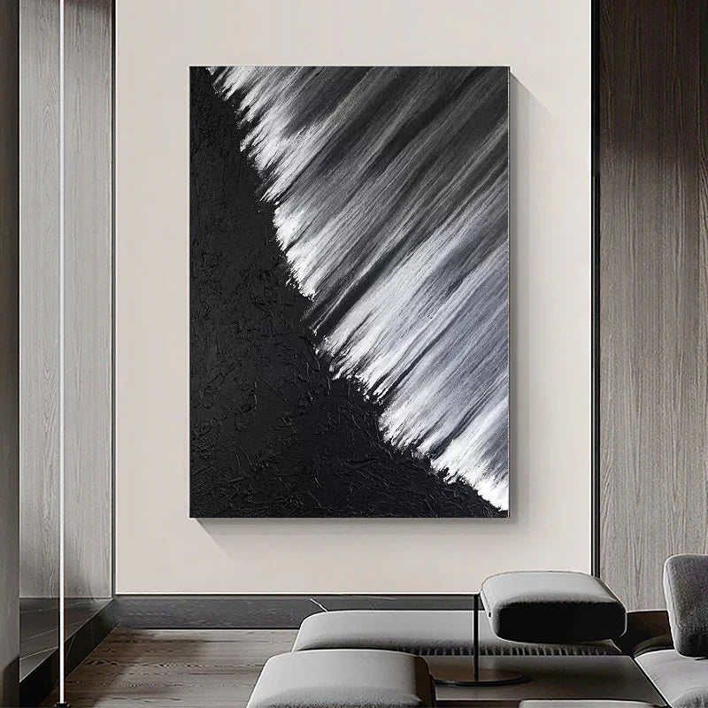 Black and White Minimalist Textured Wall Art #MT034